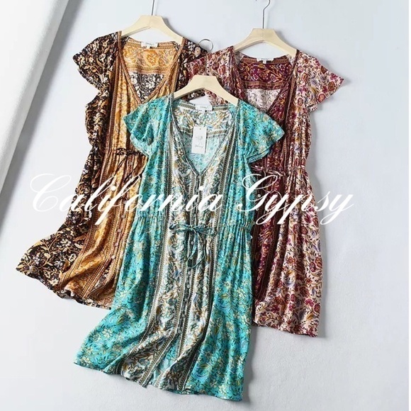 Boho Chic Gypsy Floral Mini Dress - Picture 10 of 14